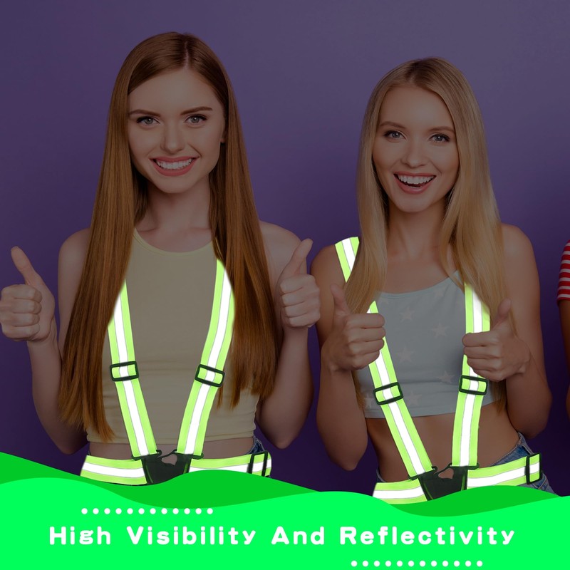 Flotory 12 Pcs Reflective Safety Vests Adjustable Reflective Straps Gear