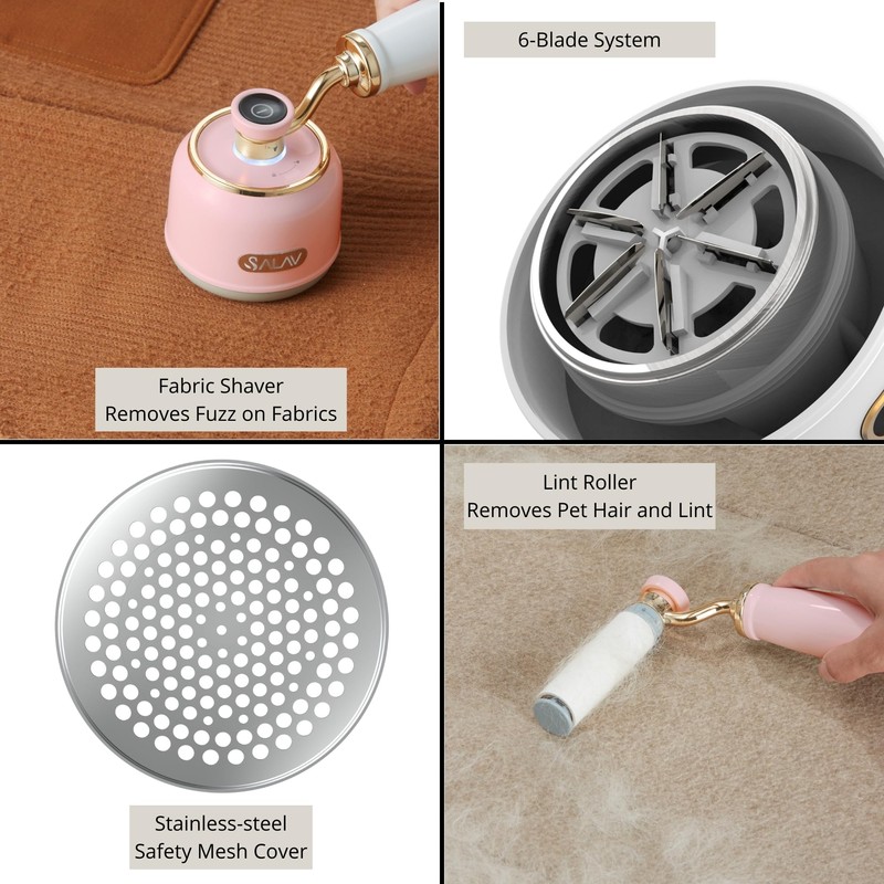 SALAV® Retro Edition 2-in-1 Rechargeable Fabric Shaver and Lint Roller,