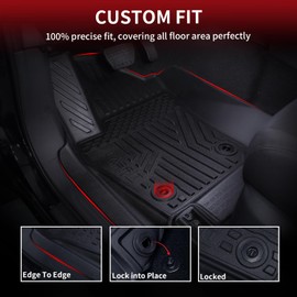 LASFIT Floor Mats for Toyota Tacoma 2024 Double Cab (Not fit Hybrid) All Weather Floor Liner TPE Custom Fit Car Mats Front&Rear 2 Row Mats,Black (Automatic Transmission with Under-Seat Storage)