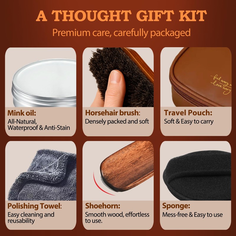 Feilove 6-in-1 Mink Oil Leather Conditioner and Cleaner Kit 3.52