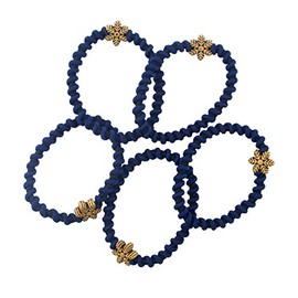 The HAND Deep Blue Spiral Textured Strong Hair Bands with Attractive Brown Snow Flake Motif Pack of 5