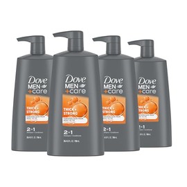 DOVE MEN + CARE Fortifying 2-in-1 Shampoo and Conditioner Thick and Strong with Caffeine 4 Count for Resilient and Thicker Hair Strengthens Thinning Hair 25.4 oz