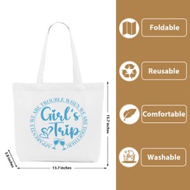 CQM 4 PCS Sisters Trip Gifts Favors Besties Trip Tote Bag Friends Weekend Gifts Summer Gifts Beach Bag Reusable Grocery Bags Weekender Bags for Women Bridesmaid Friendship Bachelorette Party Birthday