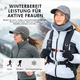 TOP-EX M/L/XL Waterproof Baseball Cap Women's Winter with Ear Flaps Ponytail Beanie Warm Hat with Fleece Lining Women's Running Winter Hat Reflective, 95595#Grey, L-XL
