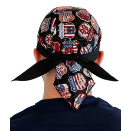 Sparkling EARTH Skull Cap Biker Caps Headwraps Doo Rags - Route 66 Patriotic Signs