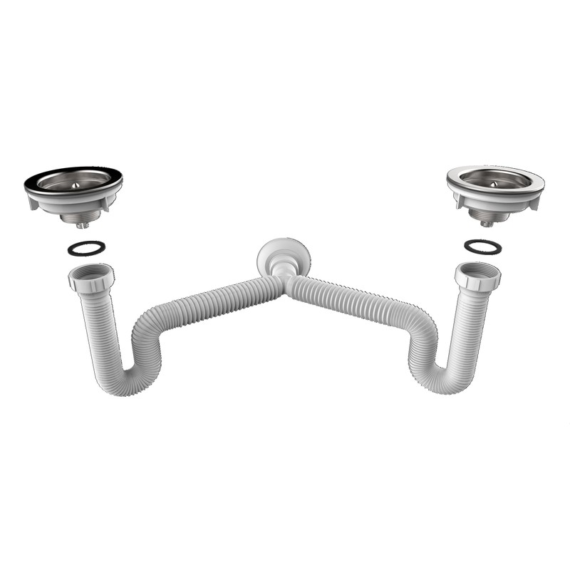 EASYDRAIN Double Kitchen Sink P-Trap | Expandable & Flexible 1-½"