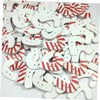 ABOOFAN 50pcs Christmas Painting Button Wooden Crafts Buttons Christmas Doll