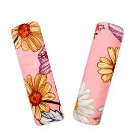 HNHUAMING Baby Car Seat Strap Covers Shoulder Pads for Baby Kid, Super Soft Infant Carseat Belt Covers for All Car Seat Stroller, Pink Flower