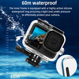 Waterproof Case for Go Pro Hero 13, Protective Underwater Diving Case Housing Shell Supports 60M/196FT Deep Diving Scuba Snorkeling with Bracket Screw Go Pro Action Accessories
