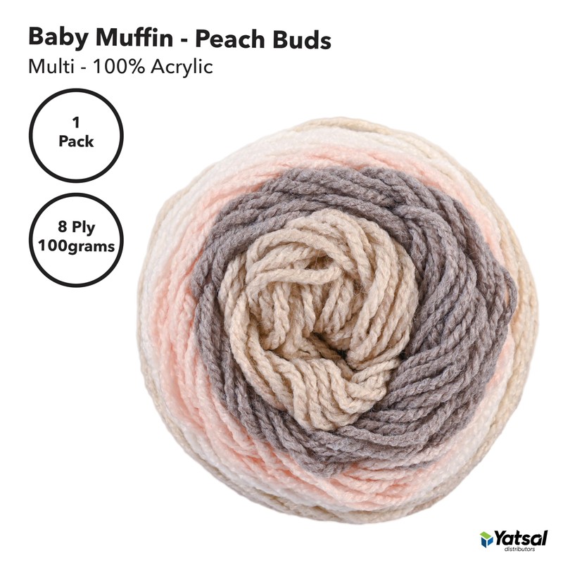 Yatsal Premium 8-Ply Baby Muffin Knitting Yarn 100 g, Peach