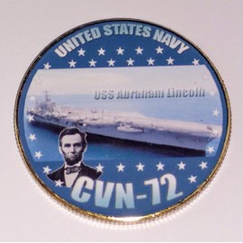 Navy USS Abraham Lincoln CVN-72 Colorized Challenge Art Coin