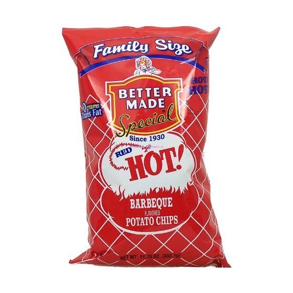 Better Made Red Hot! barbeque flavored potato chips, family size 10-oz. bag by Better Made Snack Foods, Inc.