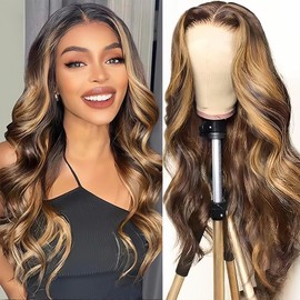 5x5 HD Lace Closure Wigs Human Hair 180% Highlight Ombre Lace Front Wigs Human Hair 20 Inch Wear and Go Glueless Wigs Human Hair Pre Plucked Pre Cut 4/27 Perruques De Cheveux Humains Pour Femmes