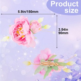 HINZIC 2pcs Flower Hair Clip for Women Girls, Non-Slip Vintage Pearl Floral Brooch, 2 in 1 Silk Flower Hair Barrettes Buns Holder Accessories for Party Wedding Decor- Pink & Red