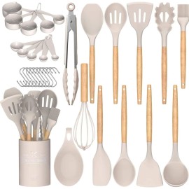 Kitchen Umite Chef Kitchen Cooking Utensils Set 33 pcs Non-Stick Silicone Cooking Kit...