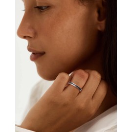 RANDES Black Moissanite Half Eternity Ring for Women Wedding Band Sterling Silver Promise Rings Clarity Lab Created Diamond Engagement Anniversary Ring Size 7