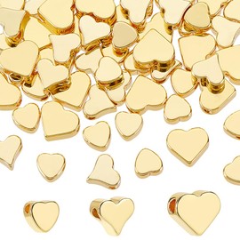 PH PandaHall 18K Gold Heart Beads 60pcs Valentine Beads 3 Sizes Long-Lasting Spacer Beads Metal Brass Lover Beads Jewelry Beads for Mother Necklace Bracelet Earring Jewelry Making Wedding Christmas