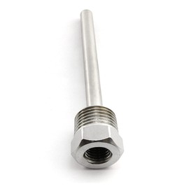 heyous 2 piezas 1/2 pulgada NPT 100 mm Thermowell acero inoxidable Thermowell con abrazadera de cable de nailon para sensores de temperatura