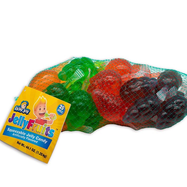 Jelly Fruits assorted fruit flavored jelly in a colorful and fun presentation. Squeezable jelly candy (10 units)