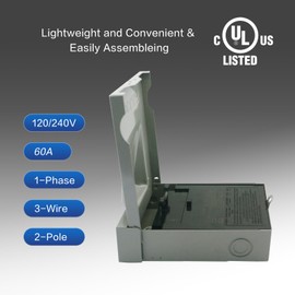 6 Pack AC Disconnect Box Outdoor 60 Amp Disconnect 120/240VAC Non-Fuse Disconnect Waterproof Metal Box Pull Out Switch for Home and Light Commercial Air Conditioning, Near Condensing Unit (UL)