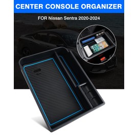 Autorder - Organizador de consola central para Nissan Sentra 2020 2021 2022 2023 2024 2025 accesorios caja de almacenamiento secundaria con 2 alfombrillas de color