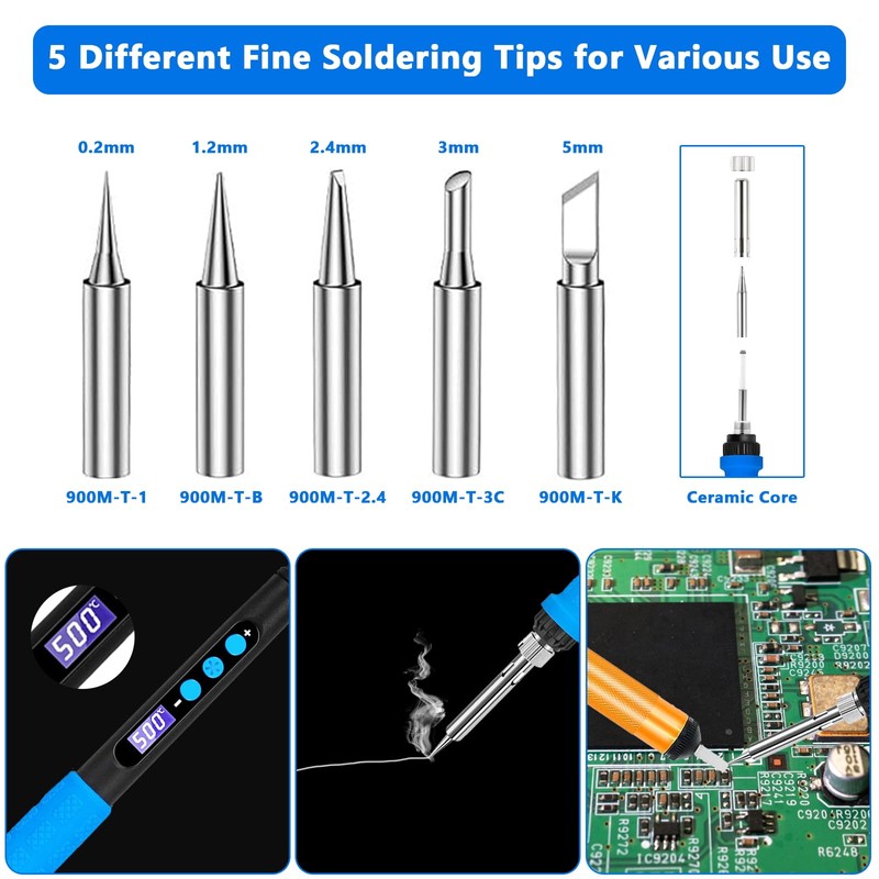 Emwel Soldering Iron Kit,Adjustable Temperature Welding Tools, Solder Wire, Soldering