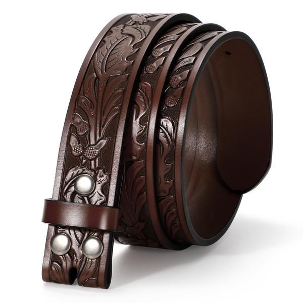 TRIWORKS Western Belt for Men without Buckle Cowboy Leather Belt