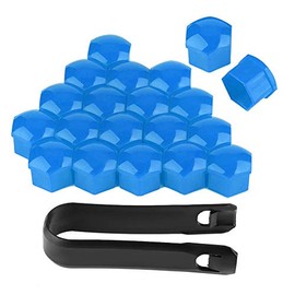 Duokon Wheel Nut Caps Blue 19 mm, Car Wheel Nut Protection, Pack of 20 19 mm Car Wheel Nut Caps Car Hub Screw Cover Bolt Rims Outer Protection (Blue)