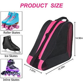 Bolsa Para Patines,Mochila para Patines,Bolsa de Patinaje Sobre Hielo para Guardar Patines en Linea Patines de Cuatro Ruedas Patines Roller Patinaje Artistico para Mujeres, Hombres, niños (Rosa)