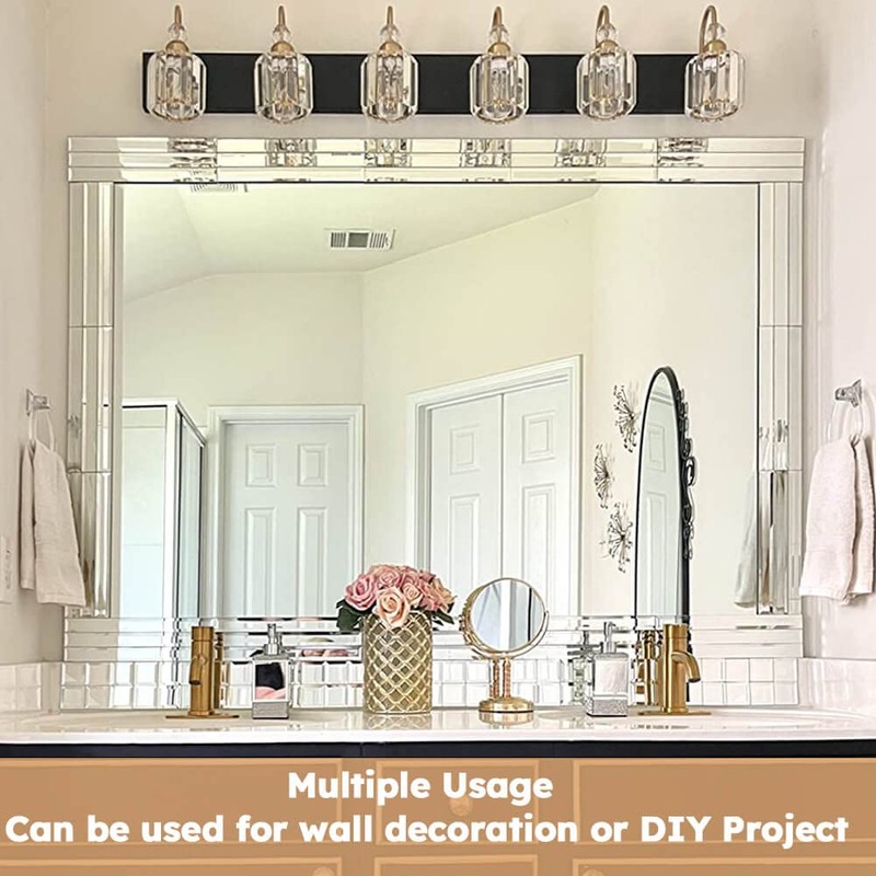 Diflart 5.7 Sq.ft Mirror Backsplash Tiles for Kitchen, Silver Subway,