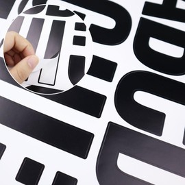 12 Sheets Letter Number Stickers, 4 Inch Vinyl Alphabet Sticker, Self-Adhesive Punctuation Letter Number Stickers for Mailbox, Scrapbooking, Decoration, Craft, Arts, DIY, Decor- Black