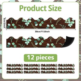 Lyreh 12pcs Eucalyptus Magnetic Bulletin Board Borders, Funny Wood Grain Eucalyptus Bulletin Board Borders Practical Decorations Accessories for Home School Classroom Office