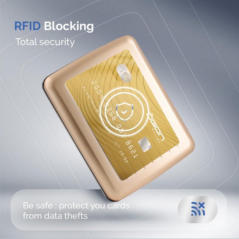 Aluminium Wallet, Large Capacity with Metal Closure, RFID Protection Against