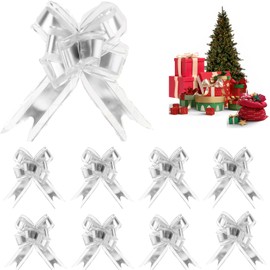 20pcs Large Organza Pull Bows Satin Ribbon for Gift Wrapping Silver Bows Ribbon Gift Bows for Christmas WeddingCars Gift Wrapping