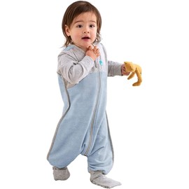 Love to Dream Organic Sleep Suit with Legs, Short Sleeve Baby Sleep Suit, Super Soft, Temperature Regulating Toddler Sleeping Bag, All Seasons Wearable Blanket, Blue, 12-24 Months