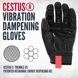 Cestus TrembleX, Anti Vibration Gloves, Gel Padded Palm, Work Gloves With Grip (2X-Large)