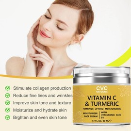 Face Cream with Vitamin C & Turmeric – Deep Hydration, Firming, Lifting, 5% Hyaluronic Acid, 50 mL