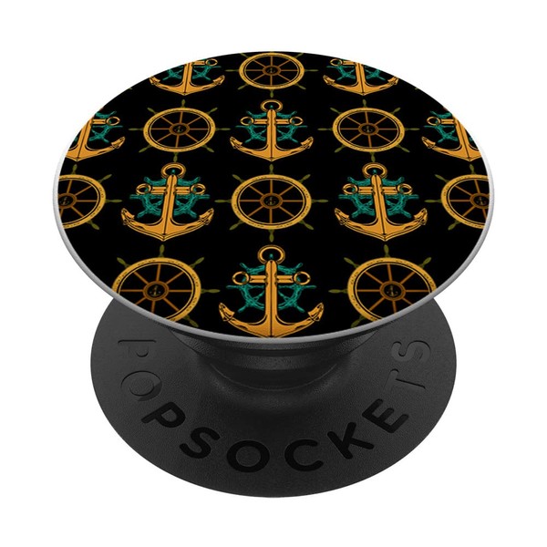 Steering Wheel Anchor Pattern Sailor Skipper Sailing PopSockets Swappable PopGrip