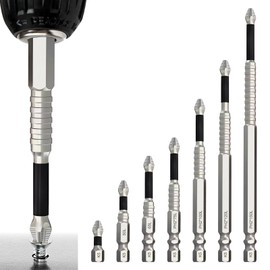 Magnetic Screwdriver Bit Set, Strong Magnetic Anti Slip Durability Screwdriver Drill Bit Set,25 50 65 70 100 120 150MM Magnetic Screwdriver Bits (7pcs)