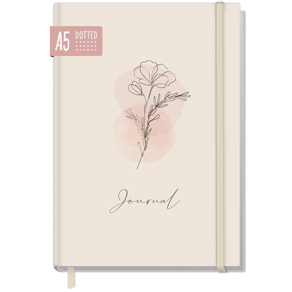 paper&you® Bullet Journal Dotted A5 with Elastic Band [Dainty Flower]