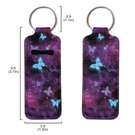 Baxinh Galaxy Butterfly Chapsticks Holder Keychain for Lipstick Lip Balm, Functional Lipstick Holder Clip-on Keychain Car Accessories for Women Girl, Purple