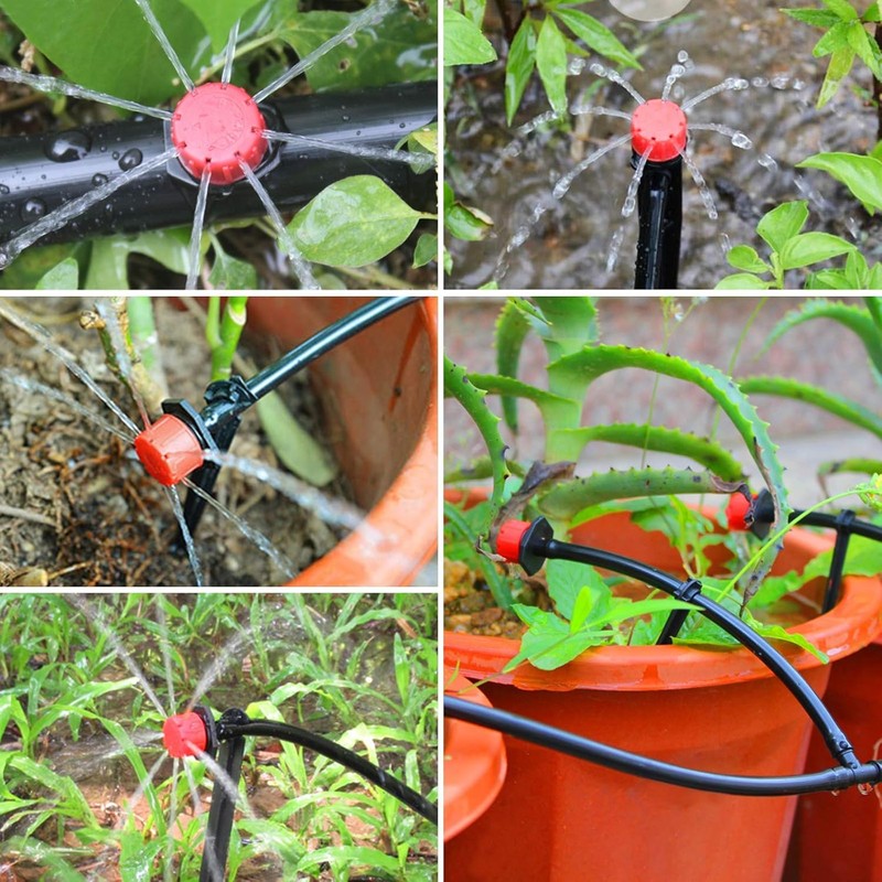 Rolcoassuns 100Pcs 1/4 Inch Adjustable Irrigation Drippers, 360° Micro Drip