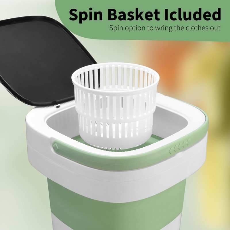 Portable Mini Washing Machine, 16L Upgraded with Spin Basket Laundry