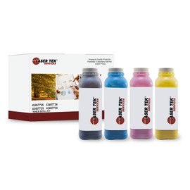Laser Tek Services Compatible Toner Refill Kit Replacement for Okidata C8600 43487736 43487735 43487734 43487733 Works with Okidata C8600 C8800 Printers (Black, Cyan, Magenta, Yellow, 4 Pack)