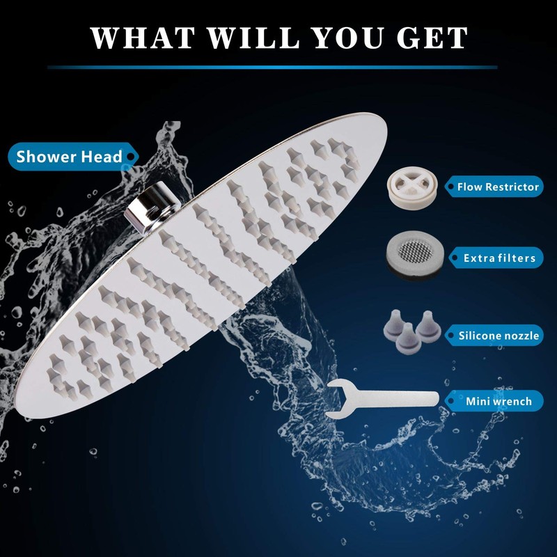 Voolan Rain Shower Head, High Pressure High Flow All Metal
