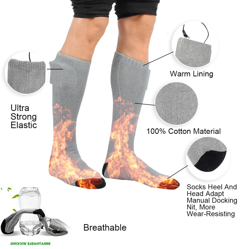Heating Electric Rechargeable Winter Thermal Socks Soft Cotton Breathable SockEU