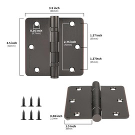 goldenwarm 3 Pack 304 Stainless Steel Door Hinges, Oil Rubbded Bronze Non Removable Pin Heavy Duty Ball Bearing Door Hinges 3.5 Inch, Commercial and Residential Door Hardware, with 1/4 Inch Radius