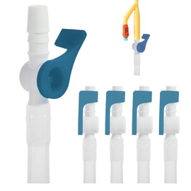 5 Packs Catheter Valve, Urine Drainage Catheter Valves, Comfortable Soft Silicone Extension Tubing Easy to Use Lever Tap with Smooth Edges Catheter Supplies Attaches to Leg Bags（Green）