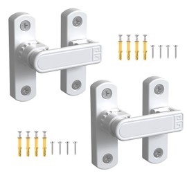 YogePote 90/180 Degree Sliding Barn Door Lock, Adjustable Zinc Alloy Security Door Locks and Latches for Closets, Windows, Liquor Cabinets, Garden/Fence/Shed/Wooden Gate (White-2PCS)