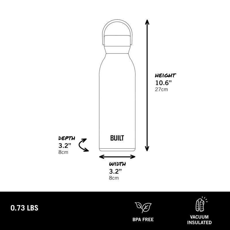 BUILT 18 fl oz Double-Walled Stainless Steel Standard Mouth Cascade